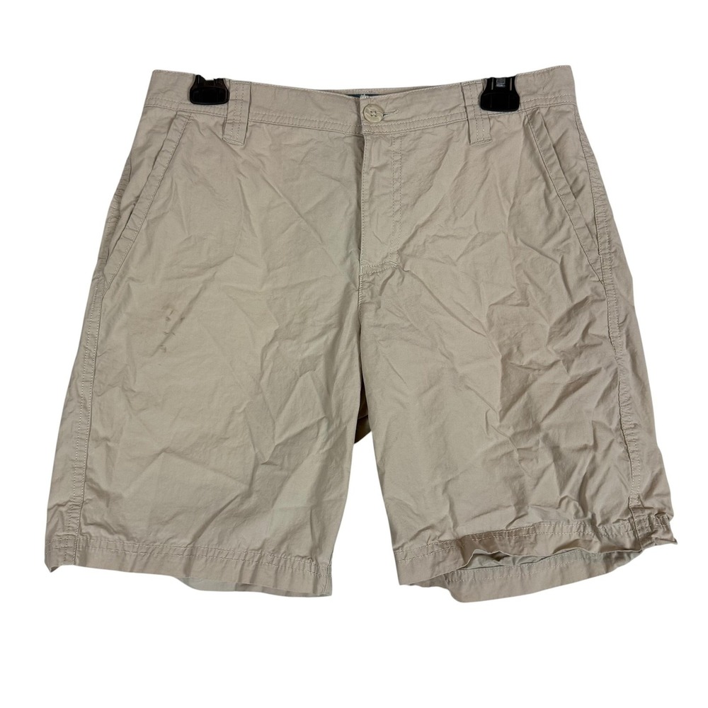Columbia Shorts Mens 30 Beige Flat Front Chino Lightweight 8 Inseam Travel